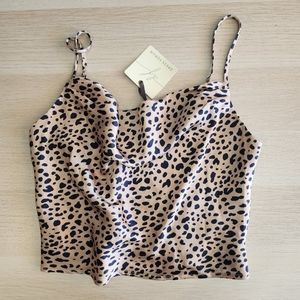 Polyester leopard spaghetti strap Medium cowl neck top